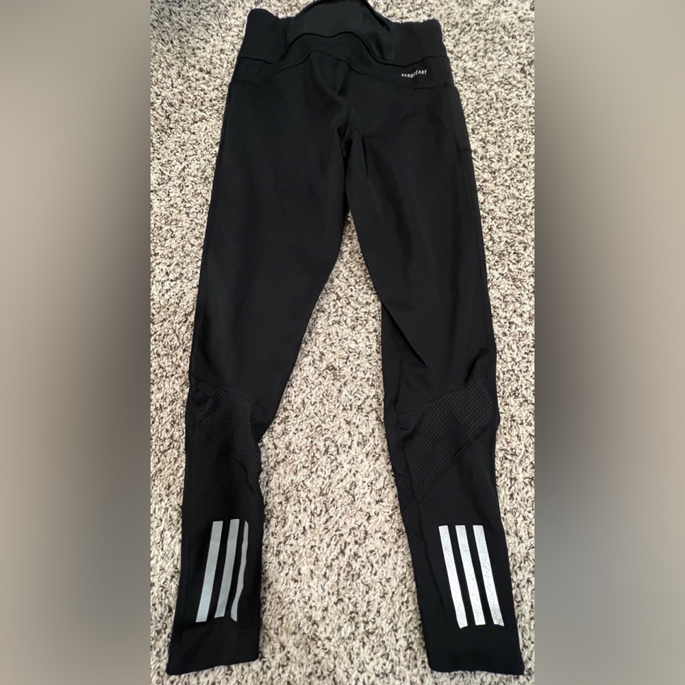 adidas Black Girls' Performance Leggings with Logo - Picture 2 of 4